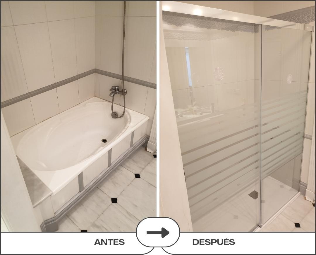 Antes y Después; un cuarto de baño que aprovecha el cambio de la bañera por  ducha